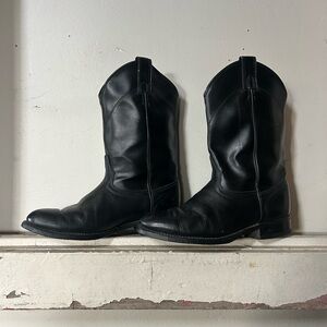 Black Leather Cowboy Boots